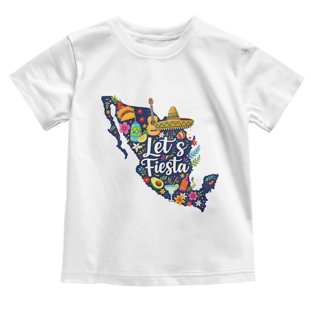 Cinco De Mayo Party Mexican Map Toddler T Shirt Lets Fiesta TS12 White Print Your Wear
