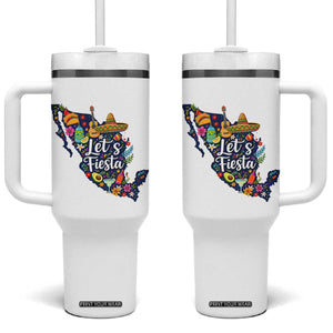 Cinco De Mayo Party Mexican Map Tumbler With Handle Lets Fiesta TS12 One Size: 40 oz White Print Your Wear