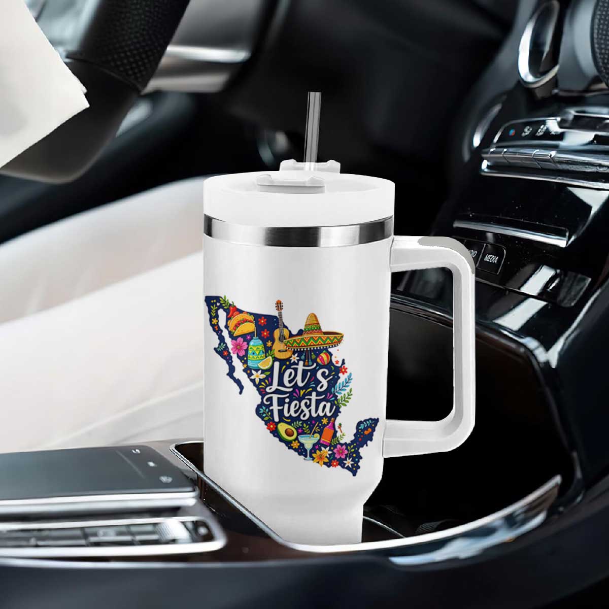 Cinco De Mayo Party Mexican Map Tumbler With Handle Lets Fiesta TS12 Print Your Wear