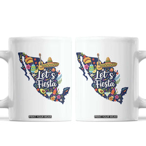 Cinco De Mayo Party Mexican Map Coffee Mug Lets Fiesta TS12 White Print Your Wear