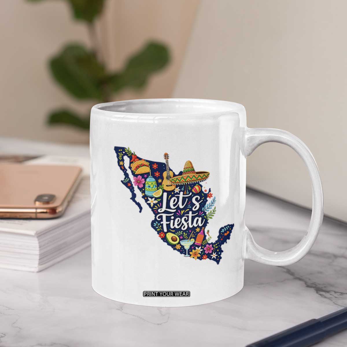 Cinco De Mayo Party Mexican Map Coffee Mug Lets Fiesta TS12 Print Your Wear