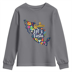 Cinco De Mayo Party Mexican Map Youth Sweatshirt Lets Fiesta TS12 Charcoal Print Your Wear