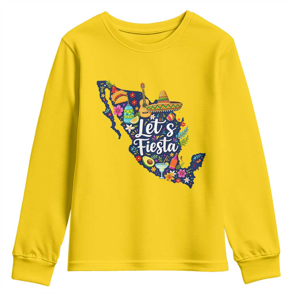 Cinco De Mayo Party Mexican Map Youth Sweatshirt Lets Fiesta TS12 Daisy Print Your Wear
