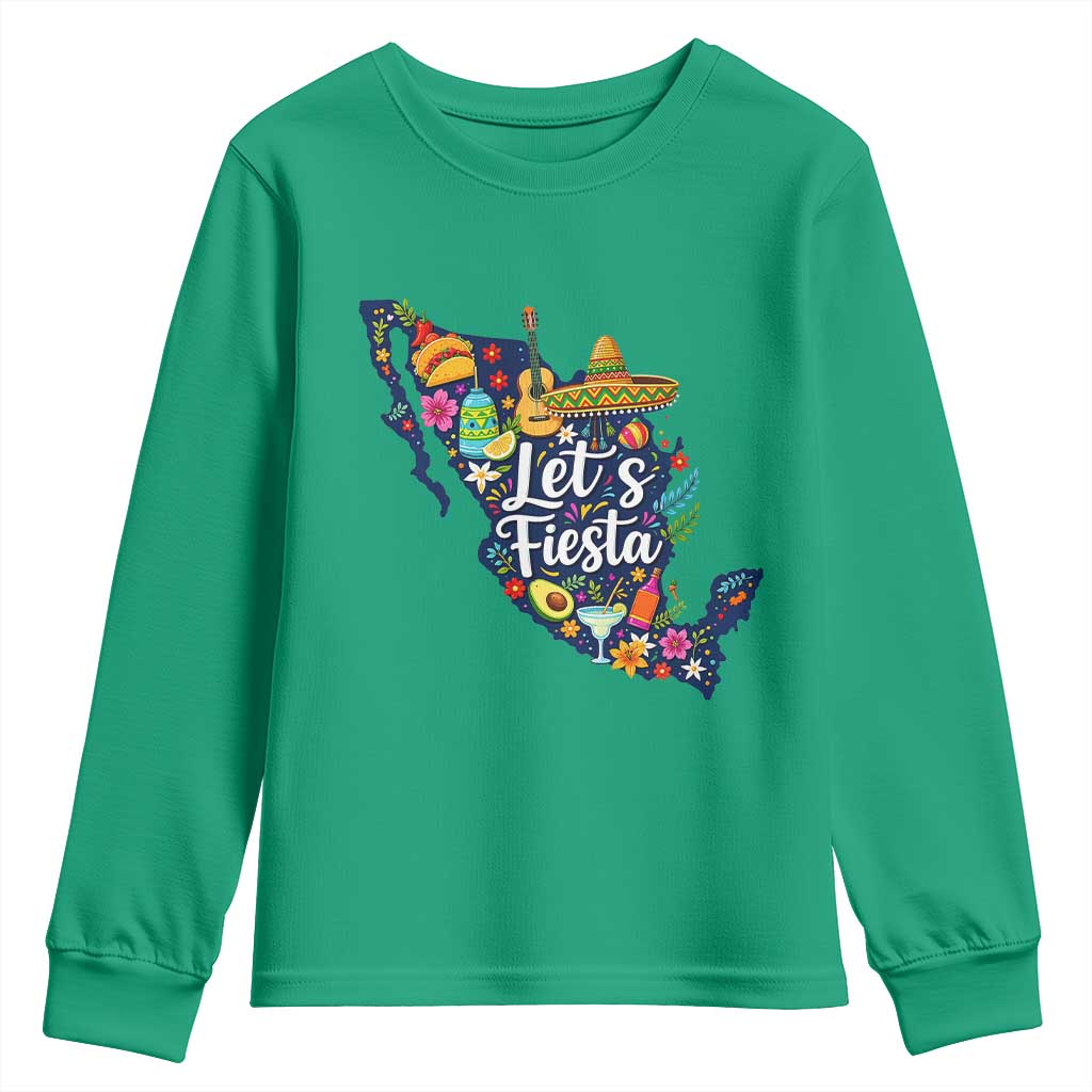 Cinco De Mayo Party Mexican Map Youth Sweatshirt Lets Fiesta TS12 Irish Green Print Your Wear
