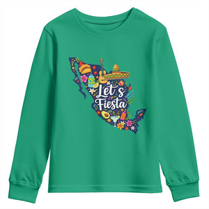 Cinco De Mayo Party Mexican Map Youth Sweatshirt Lets Fiesta TS12 Irish Green Print Your Wear