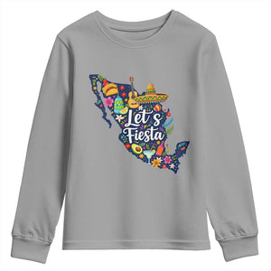 Cinco De Mayo Party Mexican Map Youth Sweatshirt Lets Fiesta TS12 Sport Gray Print Your Wear