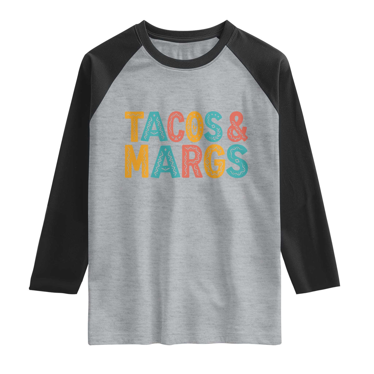 Tacos And Margaritas Lover Raglan Shirt Cinco De Mayo Fiesta TS12 Heather Gray Black Print Your Wear