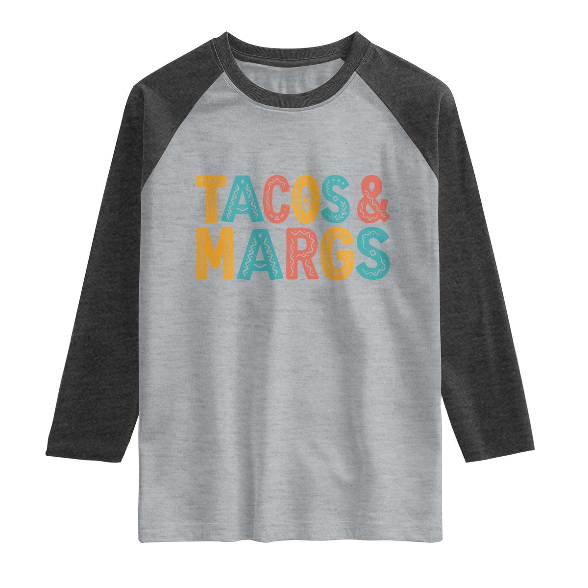 Tacos And Margaritas Lover Raglan Shirt Cinco De Mayo Fiesta TS12 Heather Gray Heather Charcoal Print Your Wear