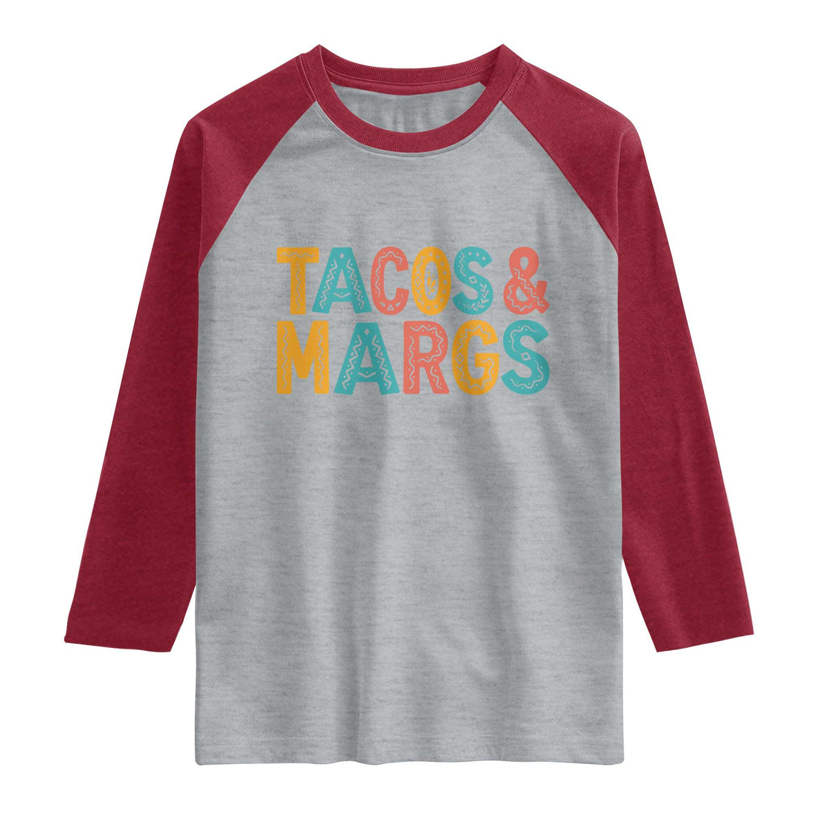 Tacos And Margaritas Lover Raglan Shirt Cinco De Mayo Fiesta TS12 Heather Gray Heather Red Print Your Wear