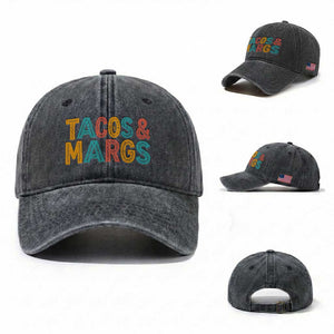Tacos And Margaritas Lover Washed Cotton Baseball Cap Cinco De Mayo Fiesta TS12 Washed Cap Universal Fit Dark Gray Print Your Wear