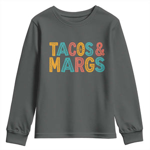 Tacos And Margaritas Lover Youth Sweatshirt Cinco De Mayo Fiesta TS12 Dark Heather Print Your Wear