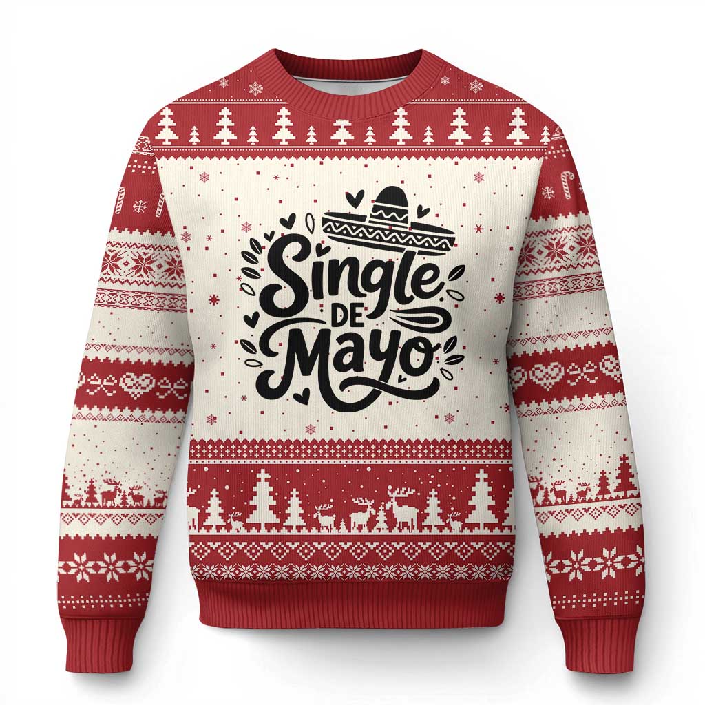 Funny Mexican Party Gift Ugly Christmas Sweater Single De Mayo Squad TS12 Beige Red Print Your Wear