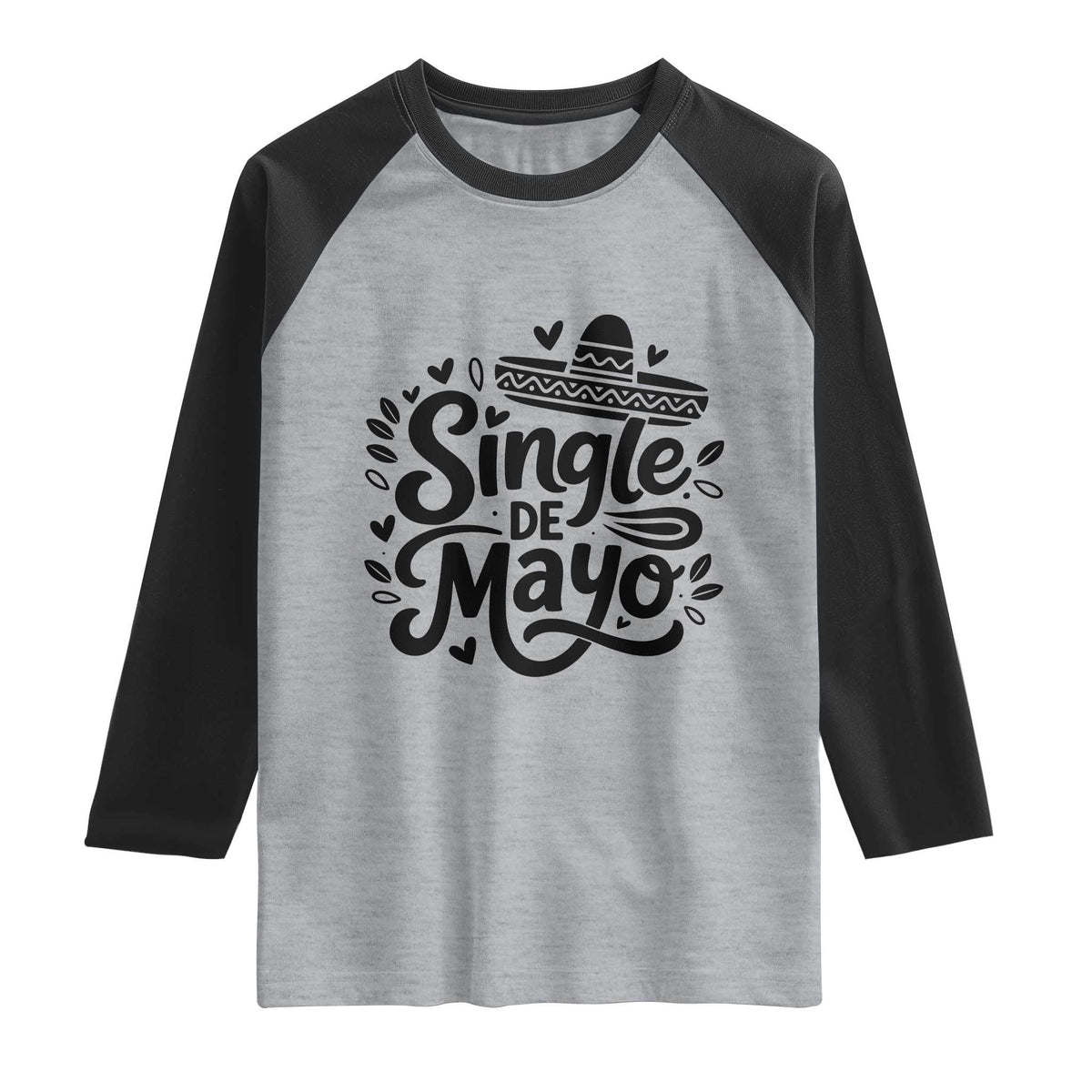 Funny Mexican Party Gift Raglan Shirt Single De Mayo Squad TS12 Heather Gray Black Print Your Wear