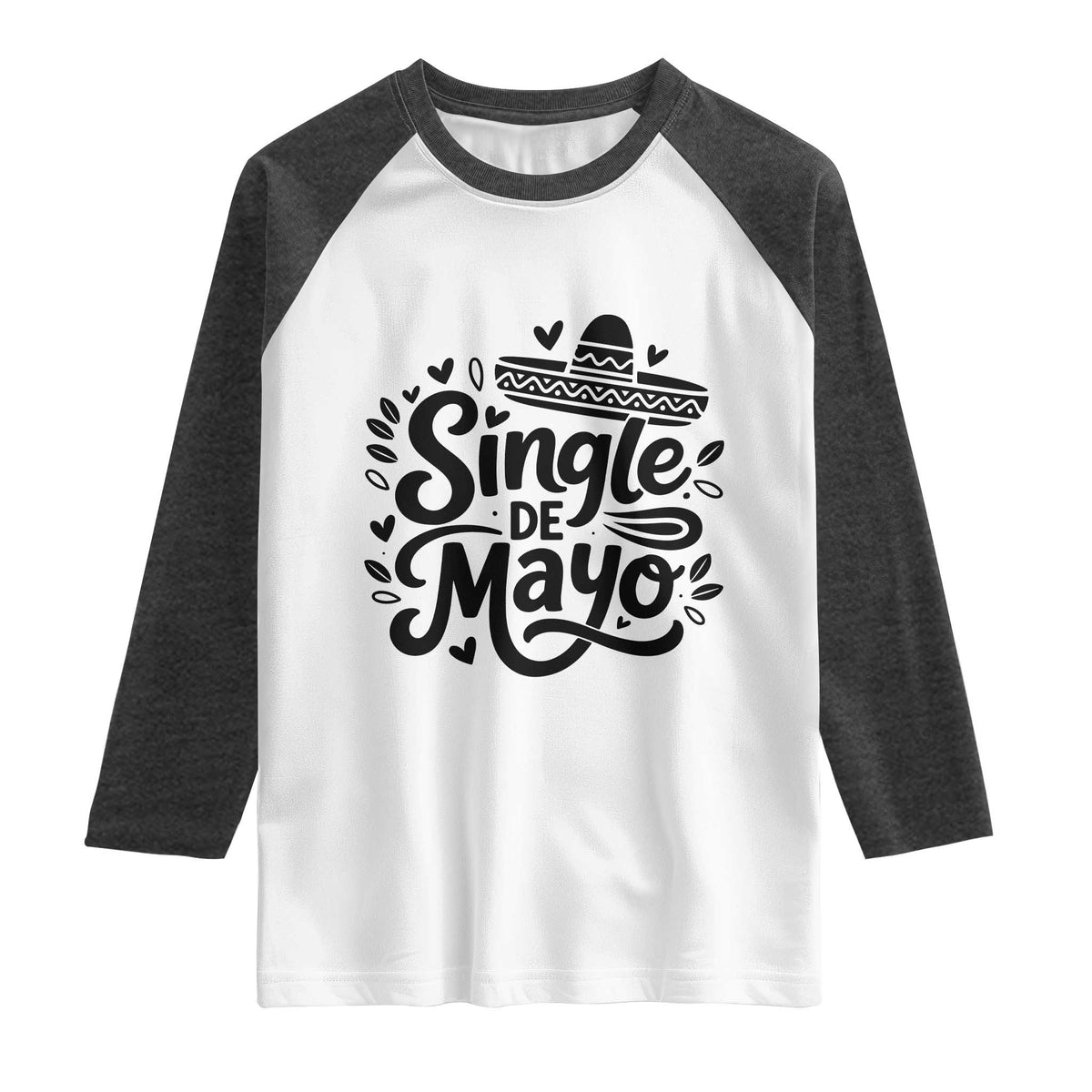 Funny Mexican Party Gift Raglan Shirt Single De Mayo Squad TS12 White Heather Charcoal Print Your Wear
