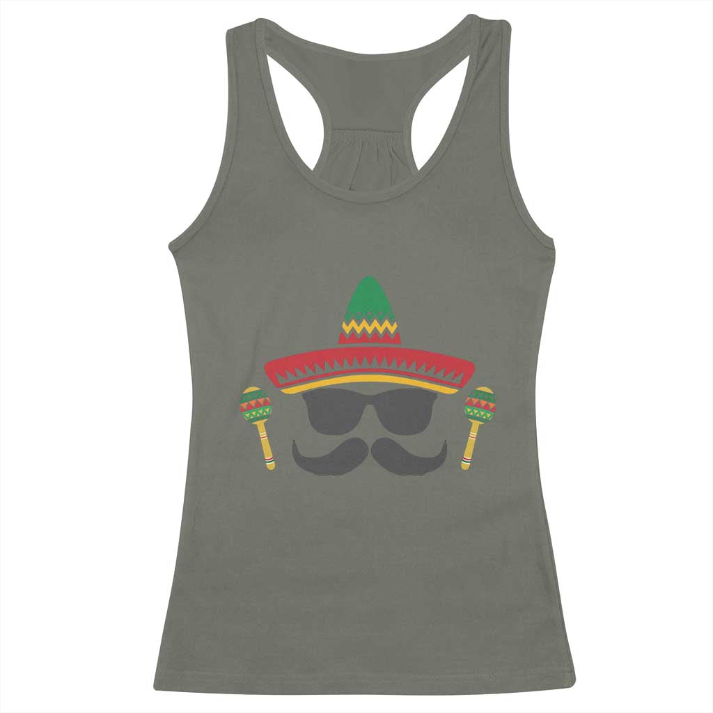 Funny Cinco De Mayo Maracas Characte Racerback Tank Top Fiesta Party Gift TS12 Military Green Print Your Wear