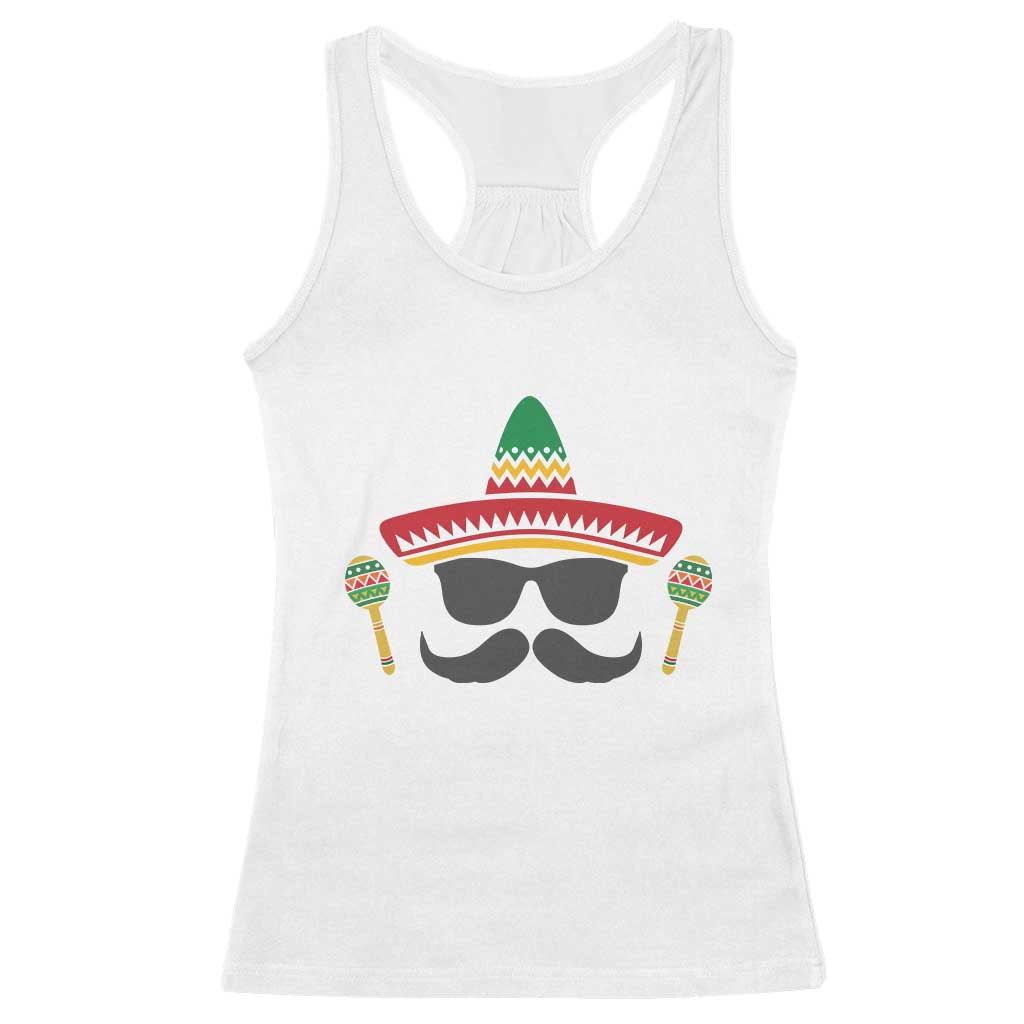 Funny Cinco De Mayo Maracas Characte Racerback Tank Top Fiesta Party Gift TS12 White Print Your Wear