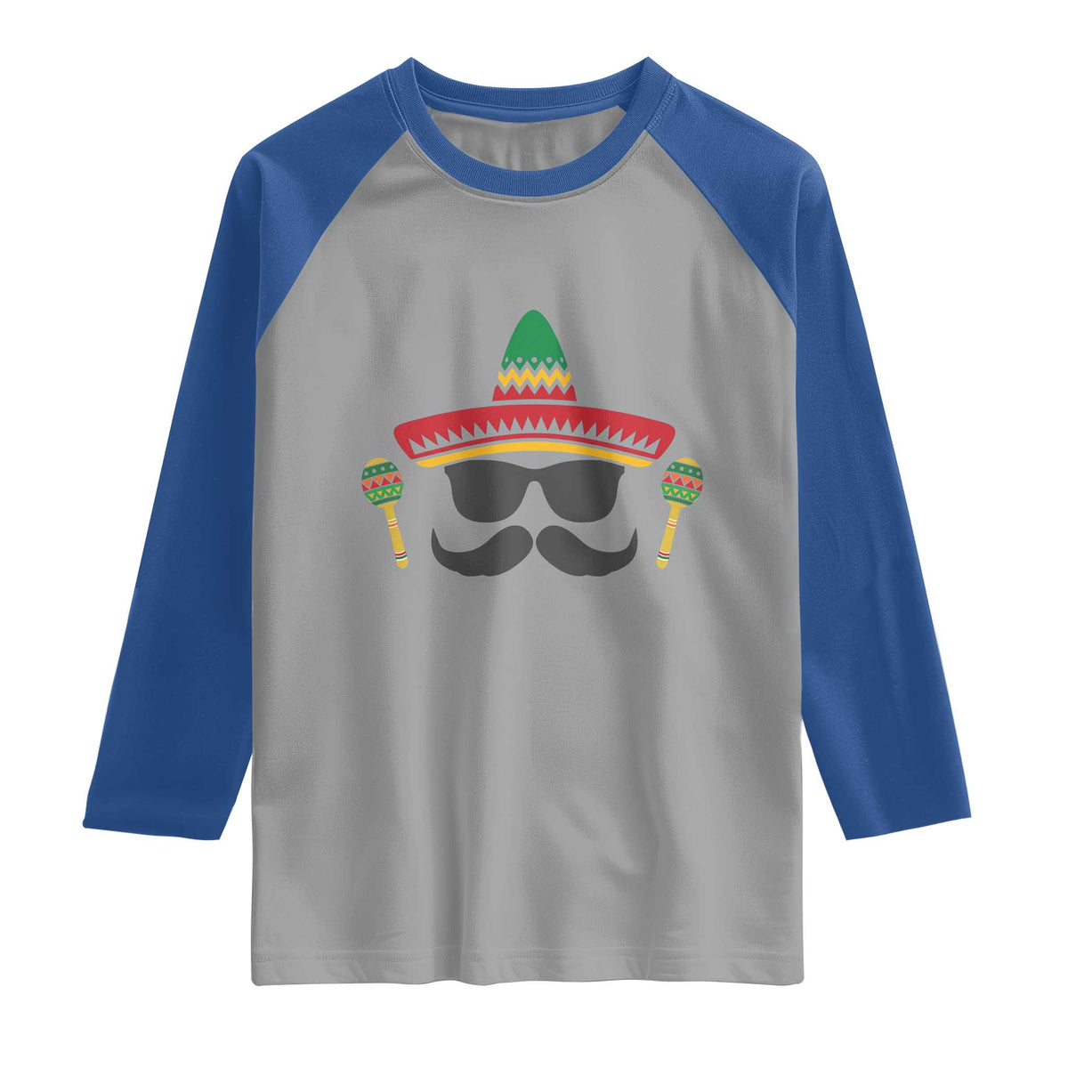 Funny Cinco De Mayo Maracas Characte Raglan Shirt Fiesta Party Gift TS12 Sport Gray Royal Print Your Wear