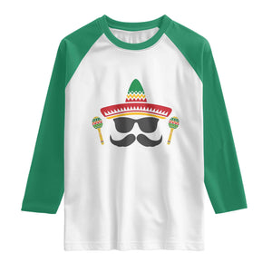 Funny Cinco De Mayo Maracas Characte Raglan Shirt Fiesta Party Gift TS12 White Kelly Green Print Your Wear