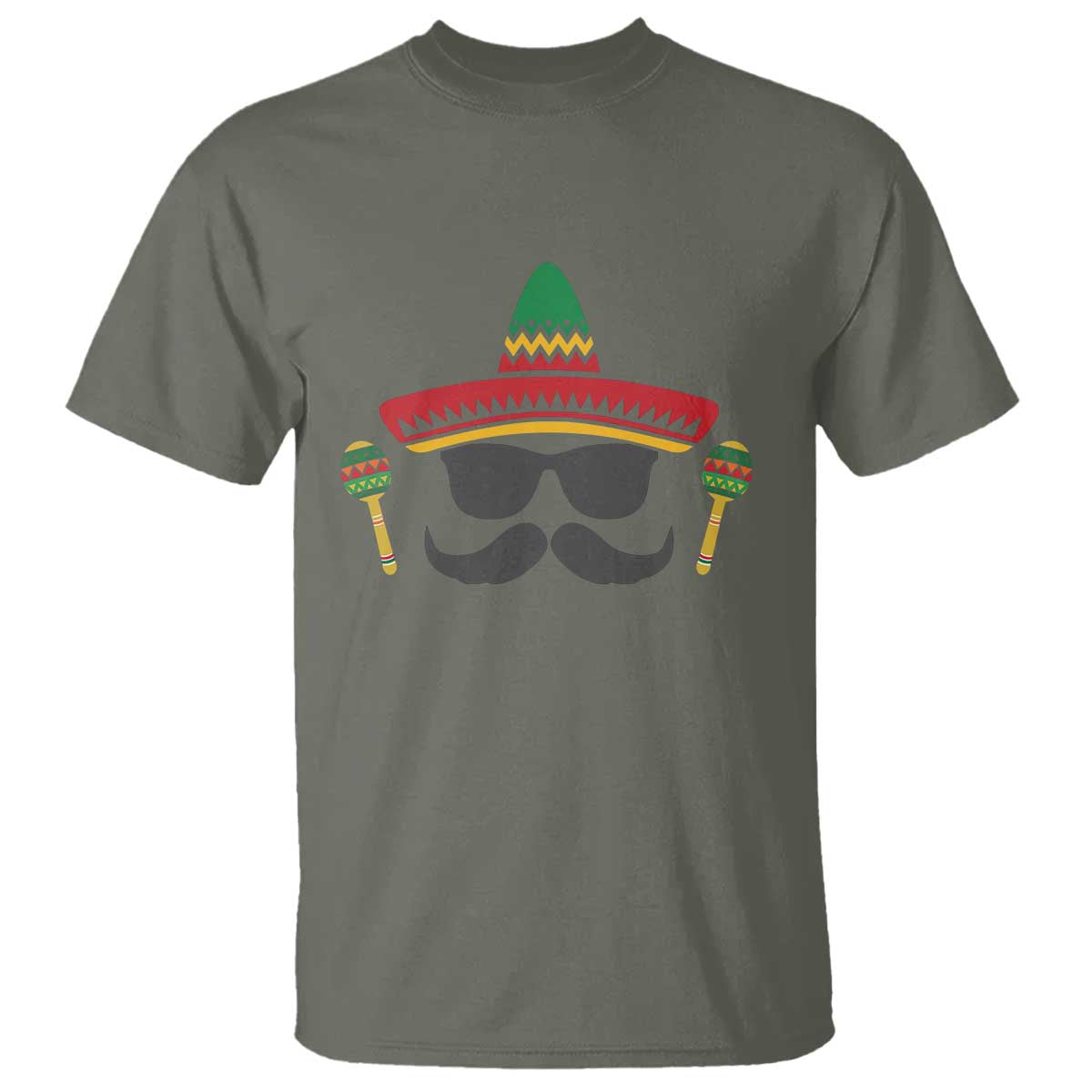 Funny Cinco De Mayo Maracas Characte T Shirt Fiesta Party Gift TS12 Military Green Print Your Wear