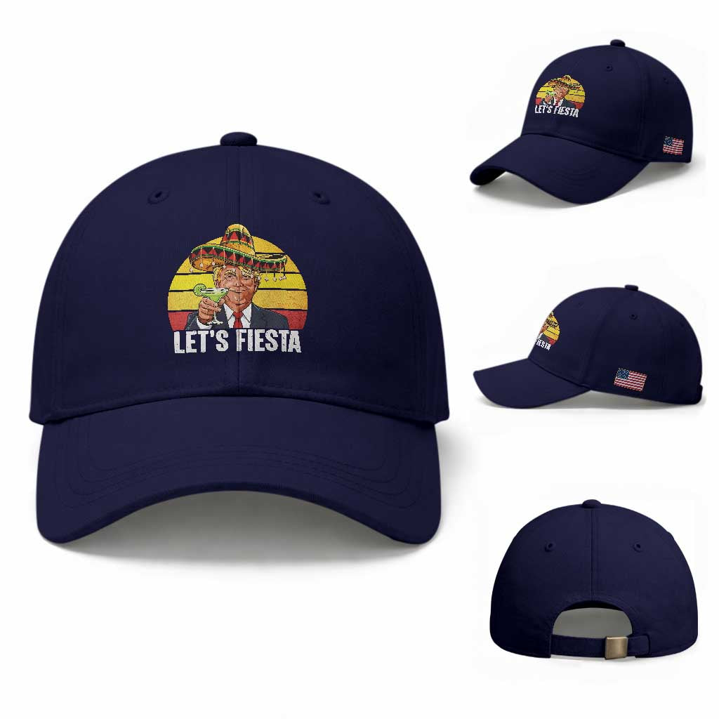 Vintage Cinco De Mayo Trump Fiesta Party Baseball Cap Lets Fiesta TS12 Baseball Cap Universal Fit Dark Blue Print Your Wear