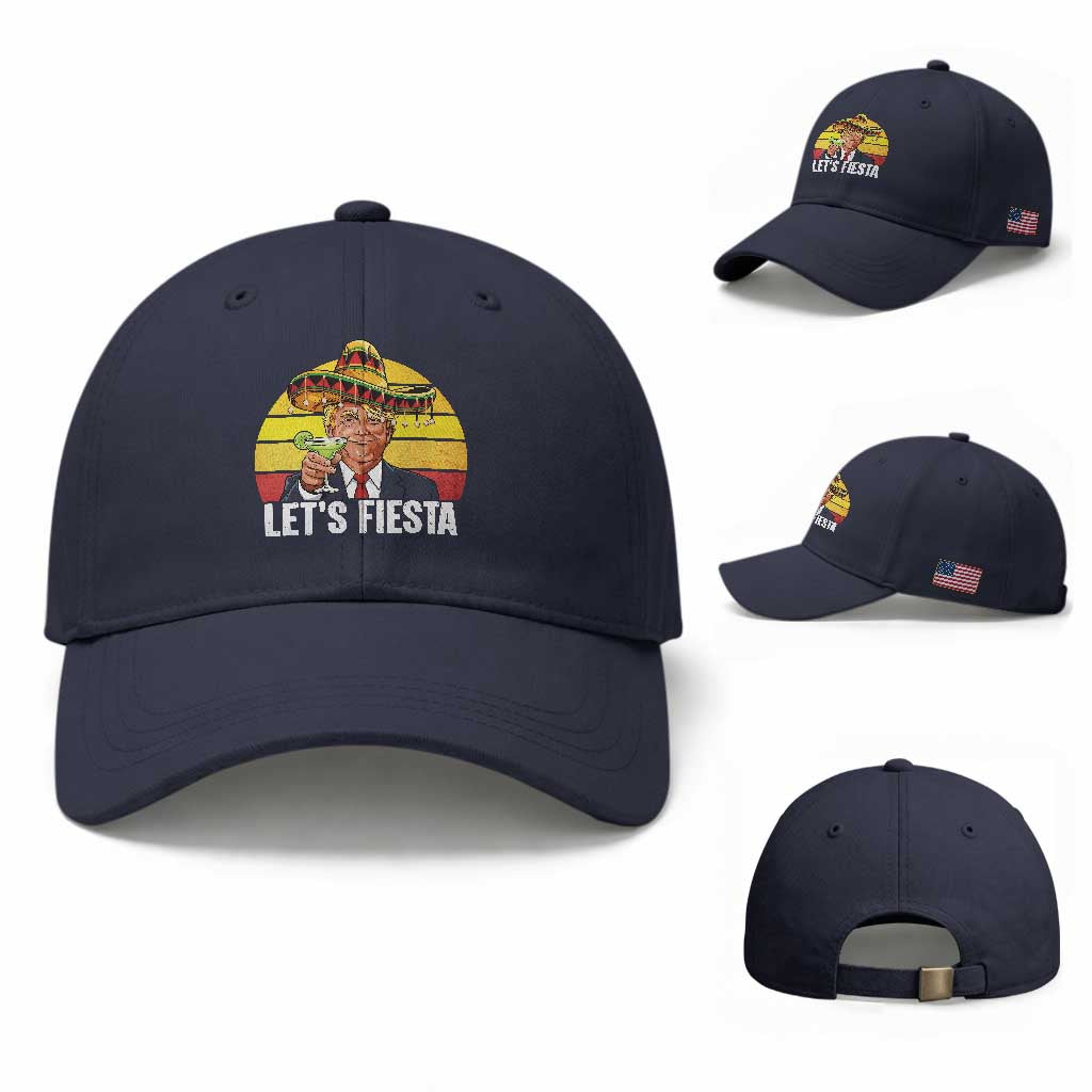 Vintage Cinco De Mayo Trump Fiesta Party Baseball Cap Lets Fiesta TS12 Baseball Cap Universal Fit Navy Print Your Wear