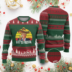 Vintage Cinco De Mayo Trump Fiesta Party Ugly Christmas Sweater Lets Fiesta TS12 Red Green Print Your Wear