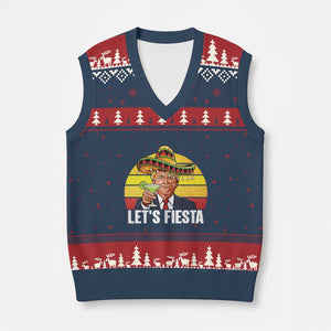 Vintage Cinco De Mayo Trump Fiesta Party V-Neck Knit Sweater Vest Lets Fiesta TS12 Navy Red Print Your Wear