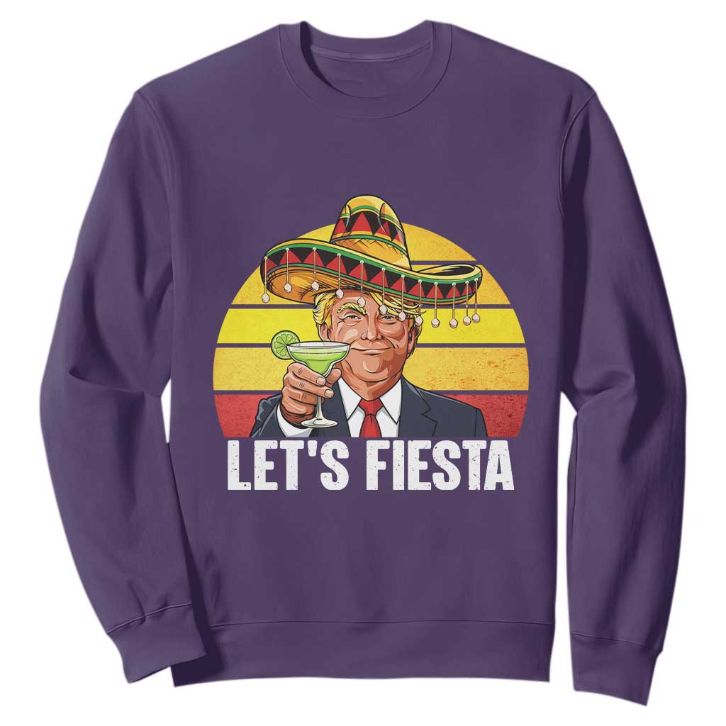 Vintage Cinco De Mayo Trump Fiesta Party Sweatshirt Lets Fiesta TS12 Purple Print Your Wear
