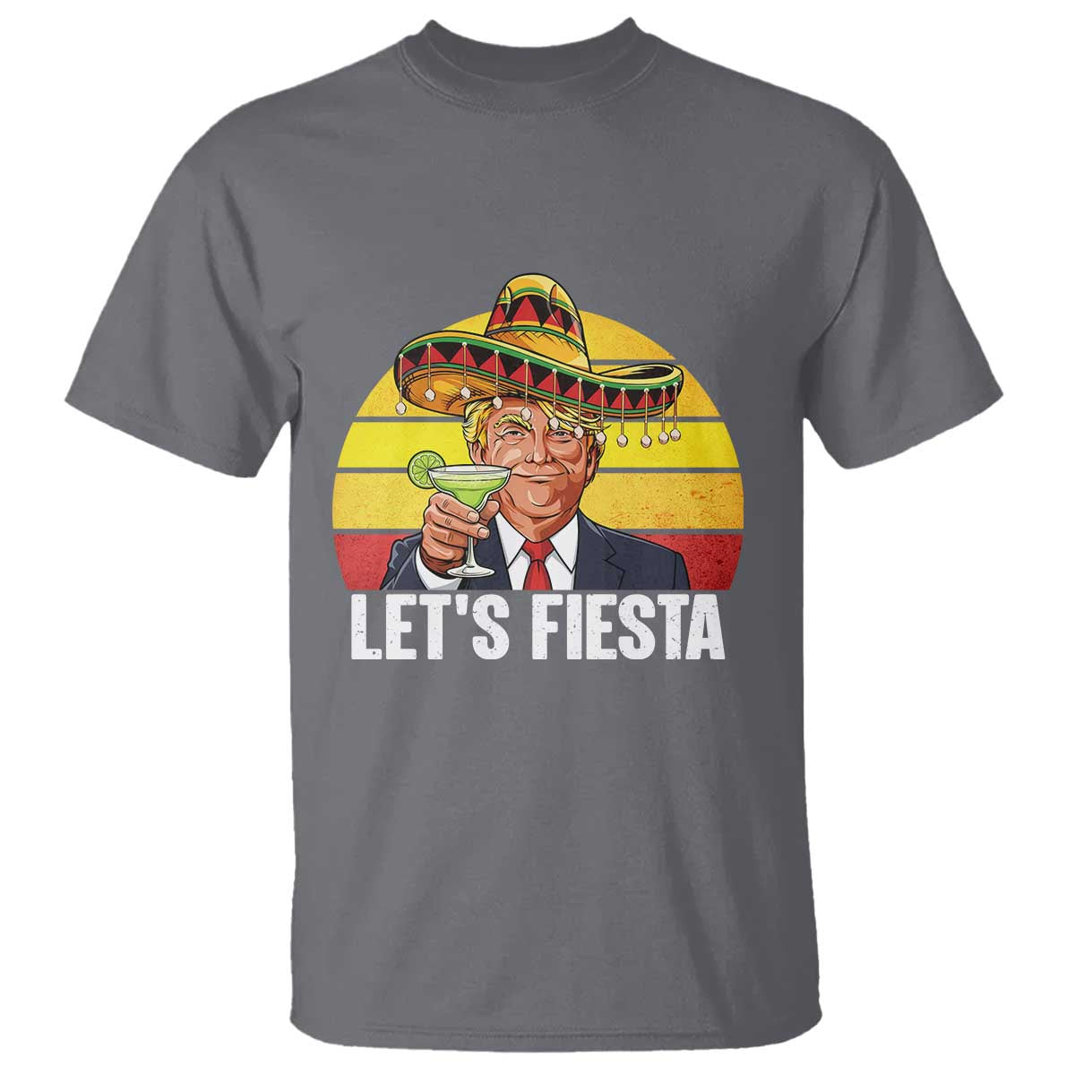 Vintage Cinco De Mayo Trump Fiesta Party T Shirt Lets Fiesta TS12 Charcoal Print Your Wear