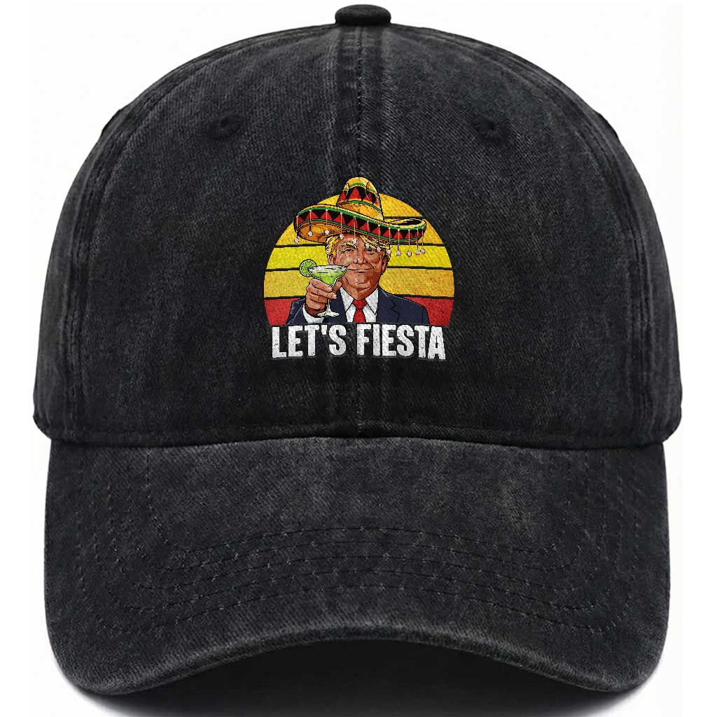 Vintage Cinco De Mayo Trump Fiesta Party Washed Cotton Baseball Cap Lets Fiesta TS12 Print Your Wear