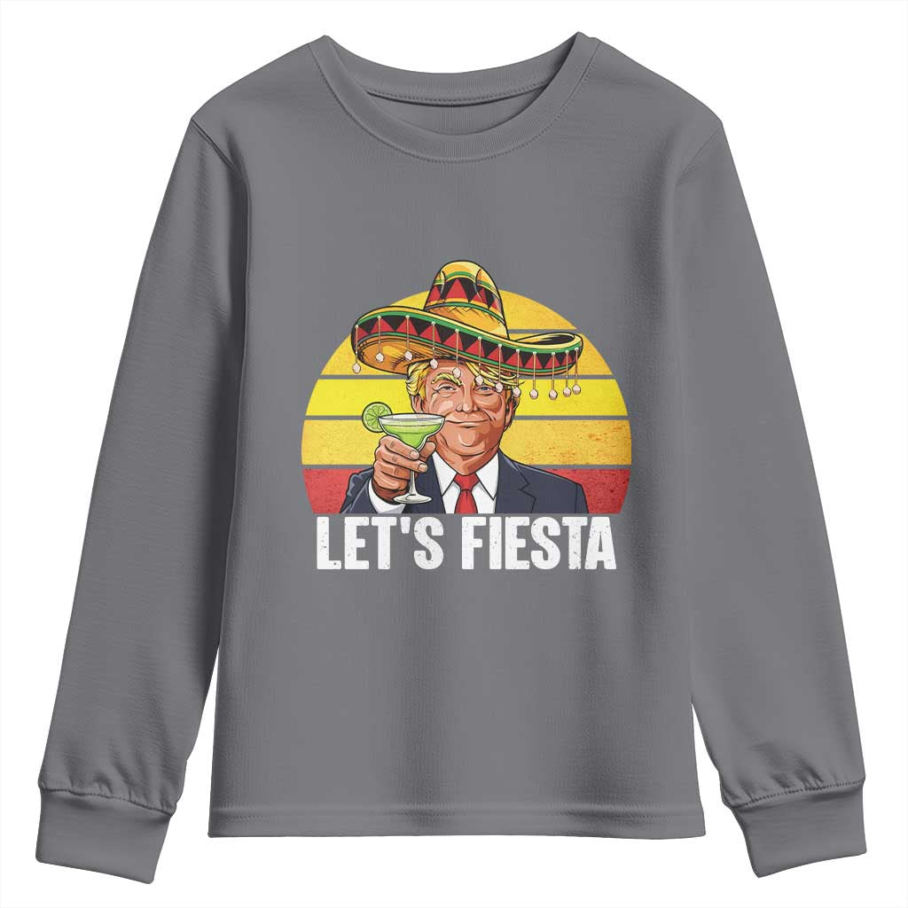 Vintage Cinco De Mayo Trump Fiesta Party Youth Sweatshirt Lets Fiesta TS12 Charcoal Print Your Wear