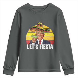Vintage Cinco De Mayo Trump Fiesta Party Youth Sweatshirt Lets Fiesta TS12 Dark Heather Print Your Wear