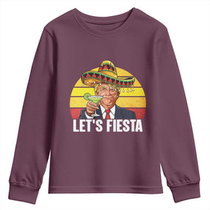 Vintage Cinco De Mayo Trump Fiesta Party Youth Sweatshirt Lets Fiesta TS12 Maroon Print Your Wear