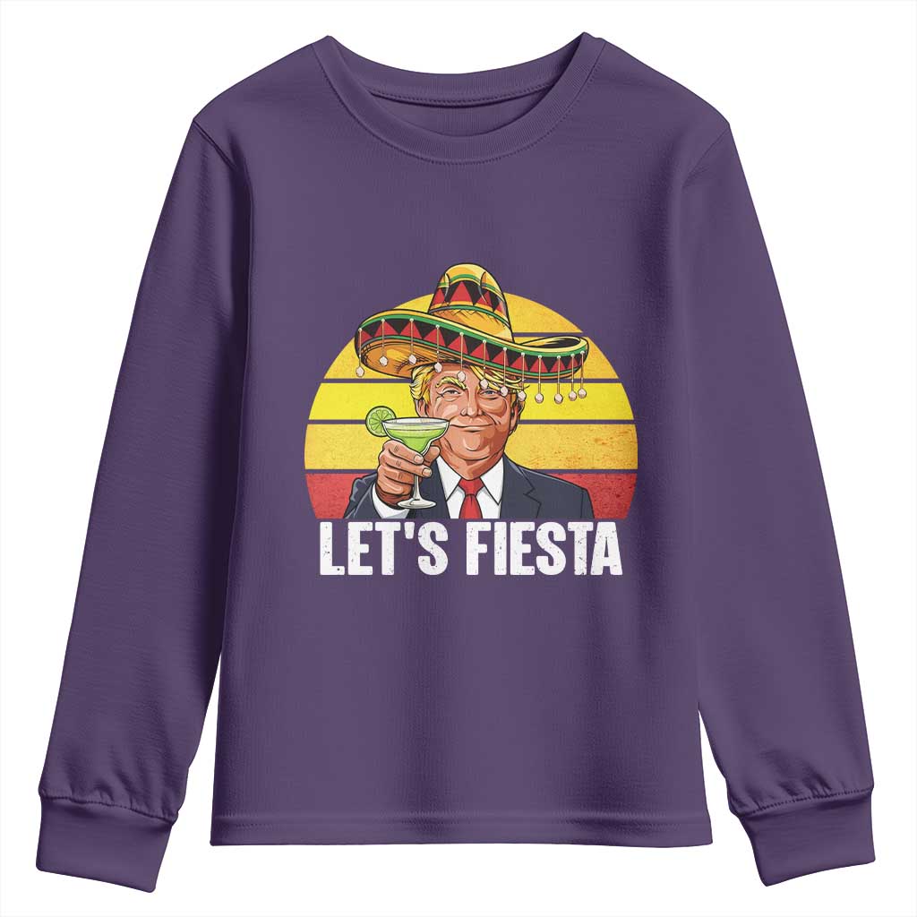 Vintage Cinco De Mayo Trump Fiesta Party Youth Sweatshirt Lets Fiesta TS12 Purple Print Your Wear