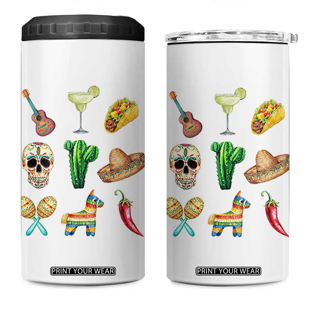 Cinco De Mayo 4 in 1 Can Cooler Tumbler Mexican Fiesta Party Celebration TS12 One Size: 16 oz White Print Your Wear