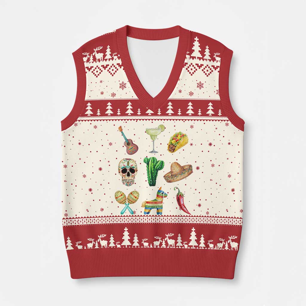 Cinco De Mayo V-Neck Knit Sweater Vest Mexican Fiesta Party Celebration TS12 Beige Red Print Your Wear