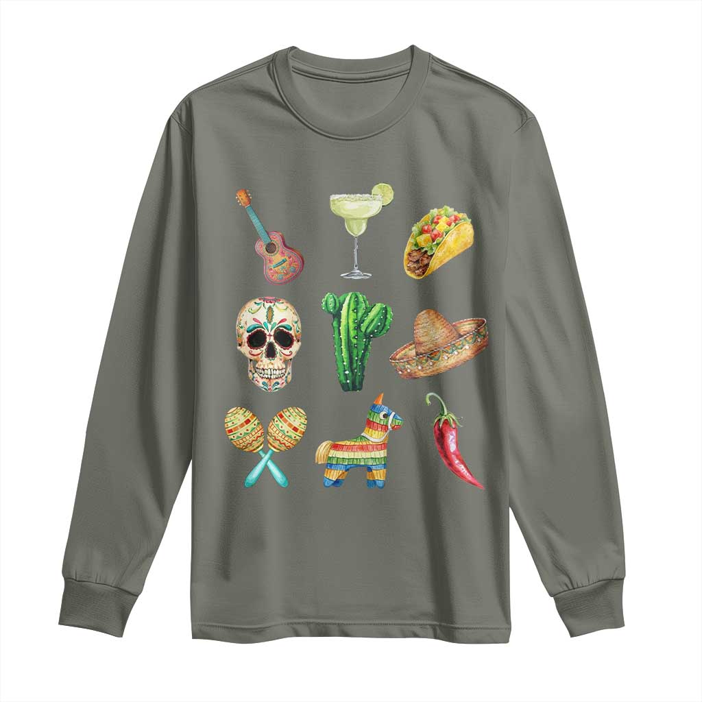Cinco De Mayo Long Sleeve Shirt Mexican Fiesta Party Celebration TS12 Military Green Print Your Wear