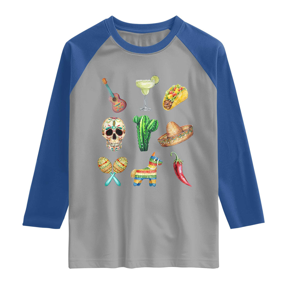 Cinco De Mayo Raglan Shirt Mexican Fiesta Party Celebration TS12 Sport Gray Royal Print Your Wear