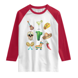 Cinco De Mayo Raglan Shirt Mexican Fiesta Party Celebration TS12 White Red Print Your Wear