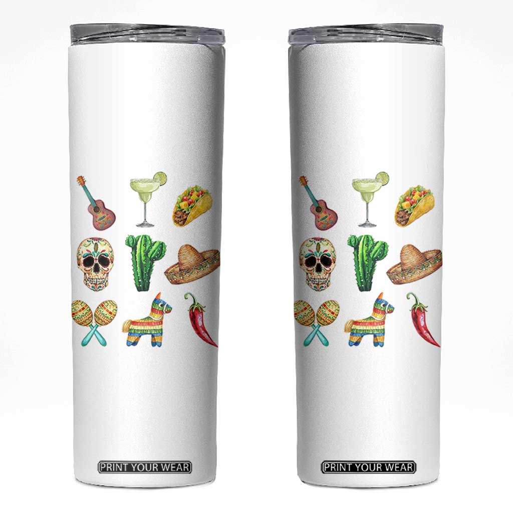 Cinco De Mayo Skinny Tumbler Mexican Fiesta Party Celebration TS12 White Print Your Wear