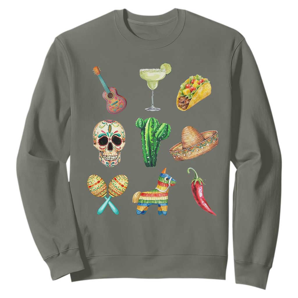 Cinco De Mayo Sweatshirt Mexican Fiesta Party Celebration TS12 Military Green Print Your Wear