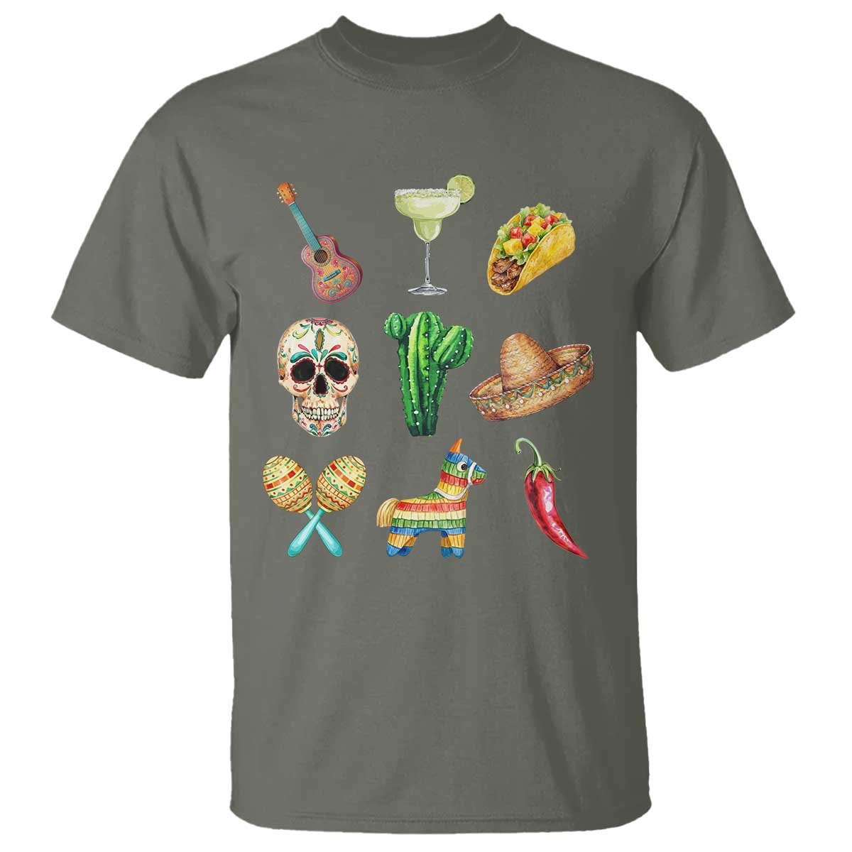 Cinco De Mayo T Shirt Mexican Fiesta Party Celebration TS12 Military Green Print Your Wear
