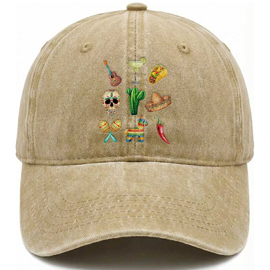 Cinco De Mayo Washed Cotton Baseball Cap Mexican Fiesta Party Celebration TS12 Print Your Wear