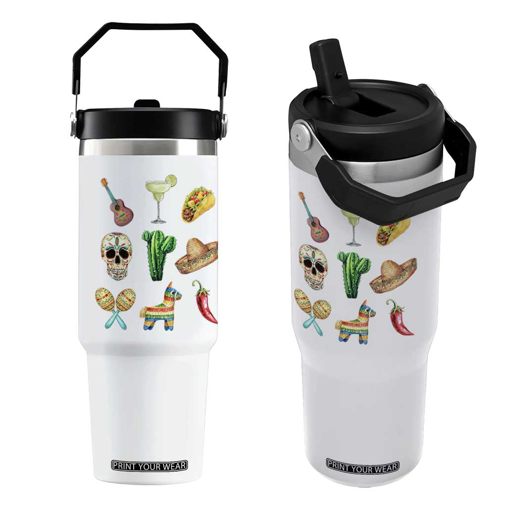 Cinco De Mayo Flip Straw Tumbler Mexican Fiesta Party Celebration TS12 One Size: 30 oz White Print Your Wear