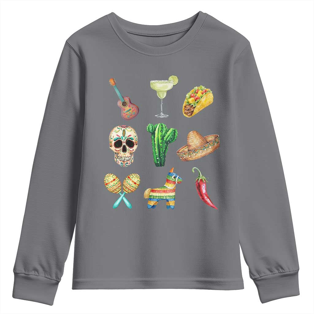 Cinco De Mayo Youth Sweatshirt Mexican Fiesta Party Celebration TS12 Charcoal Print Your Wear