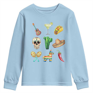 Cinco De Mayo Youth Sweatshirt Mexican Fiesta Party Celebration TS12 Light Blue Print Your Wear