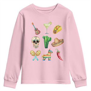 Cinco De Mayo Youth Sweatshirt Mexican Fiesta Party Celebration TS12 Light Pink Print Your Wear