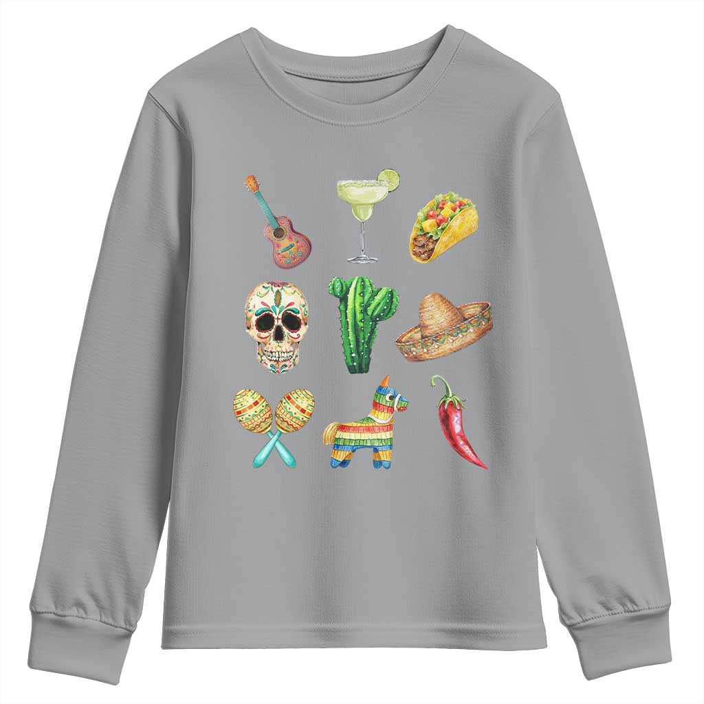 Cinco De Mayo Youth Sweatshirt Mexican Fiesta Party Celebration TS12 Sport Gray Print Your Wear