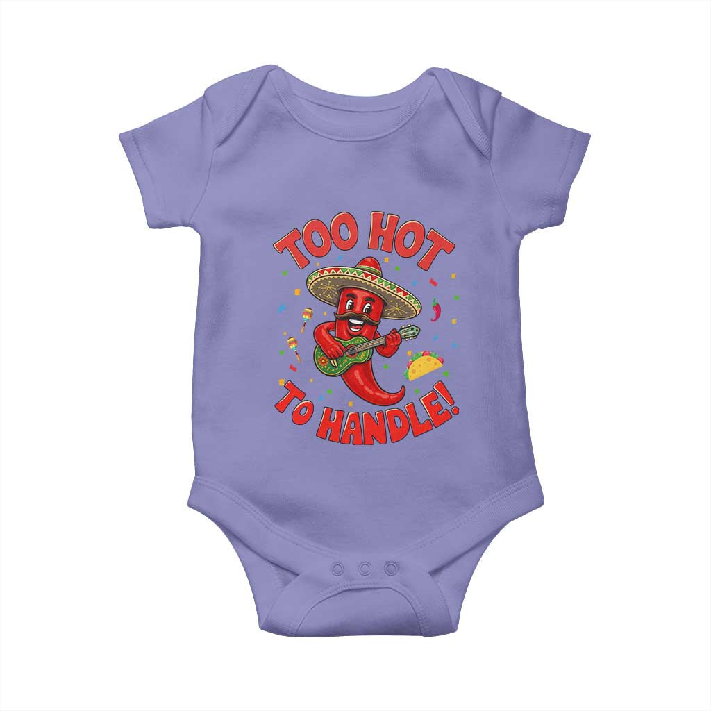 Funny Mexican Jalapeno Baby Onesie Too Hot To Handle Cinco De Mayo Party TS12 Violet Print Your Wear