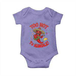 Funny Mexican Jalapeno Baby Onesie Too Hot To Handle Cinco De Mayo Party TS12 Violet Print Your Wear